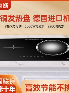 韩厨娘一凹一陶双灶大功率凹面电式台式双头炉节能磁炉电陶炉嵌入