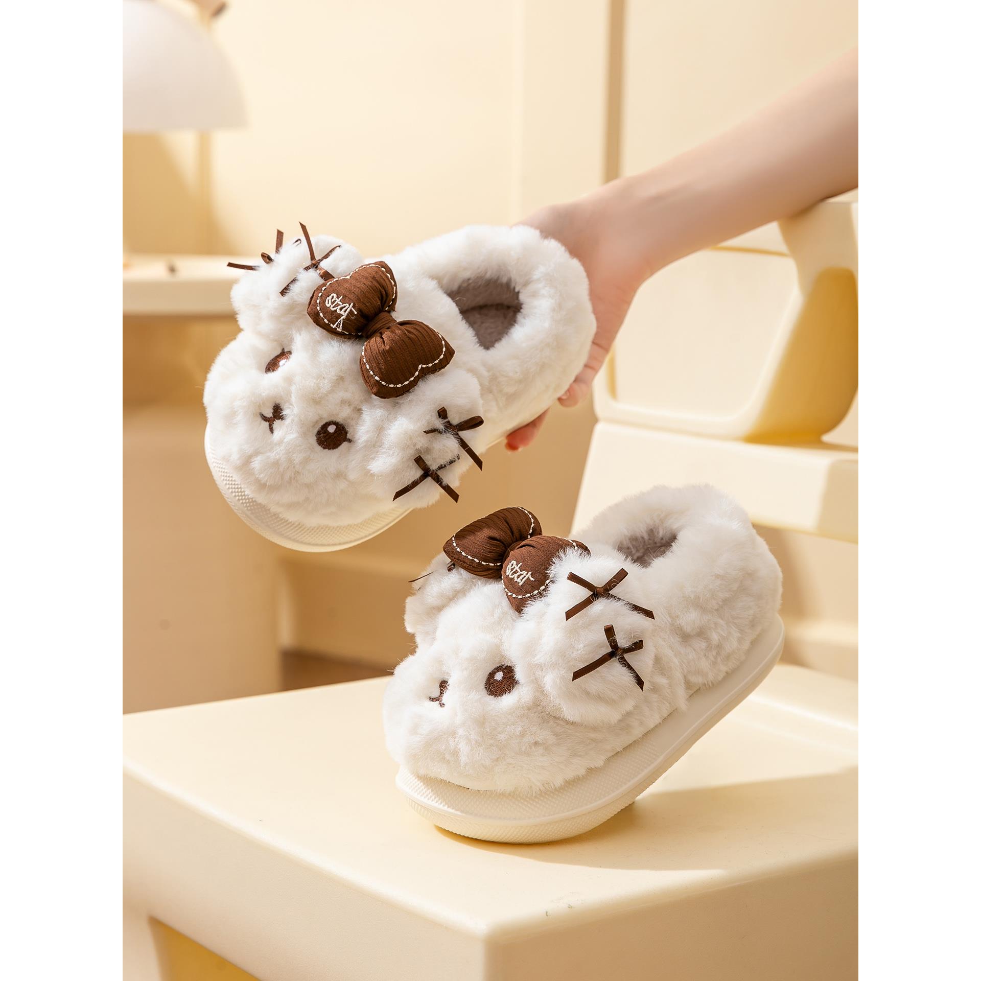 小狗儿童棉拖鞋女冬季包跟