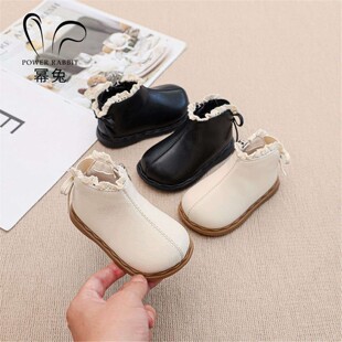 女宝宝鞋子短靴新款冬季时尚小皮鞋婴儿软底学步鞋女童切尔西靴子