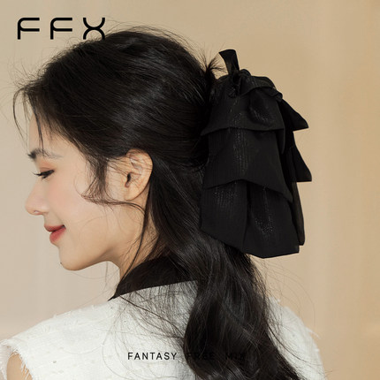 弗弗西FFX闪闪蝴蝶结抓夹夏天[初见]扎高马尾发夹子女后脑勺头饰