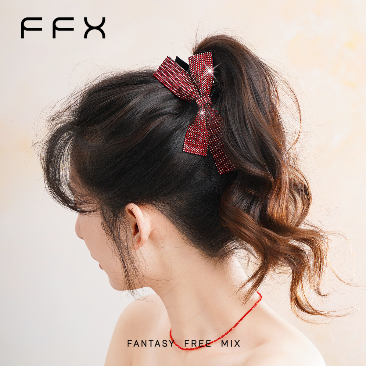 红色蝴蝶结抓夹过年新年本命年