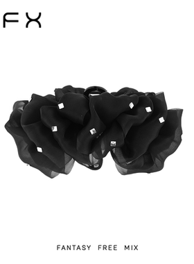 弗弗西FFX星光泡沫立体丝光泡泡云朵抓夹大号蓬松高级感发饰黑色