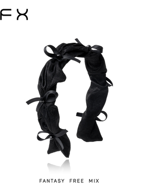 弗弗西FFX气质黑色褶皱发箍[奶油蛋糕]高颅顶头箍今年流行的头饰