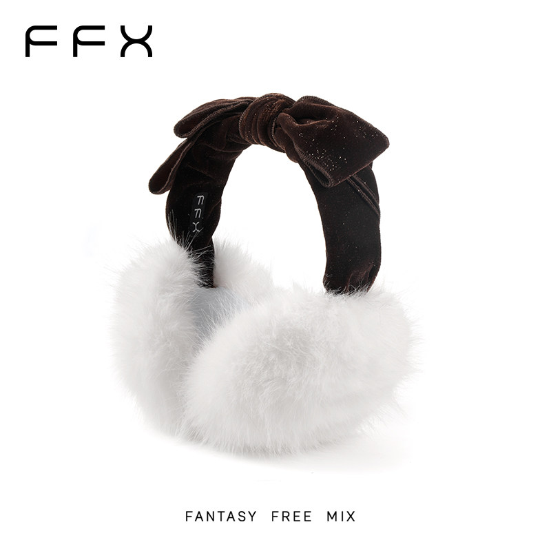弗弗西FFX耳罩蝴蝶结毛绒护耳保暖耳包发箍冬女耳套星夜暖暖耳暖