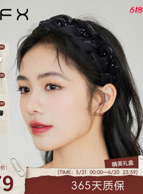 弗弗西FFX黑色麻花编织发箍女外出百搭头箍~黑璀璨宽边显脸小发饰