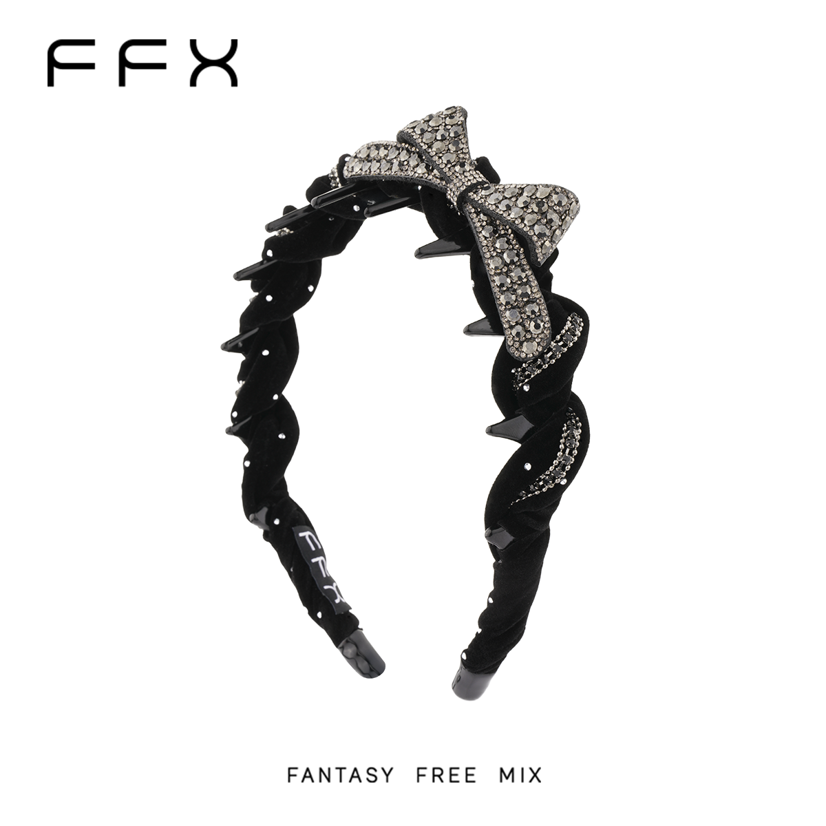 FFX弗弗西【浮光蝶影]黑色蝴蝶结满钻发箍女高颅顶发饰高级感精致
