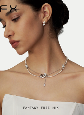 弗弗西FFX精致简约小米珠项链[梦中的婚礼]多层流苏爱心锁骨链女