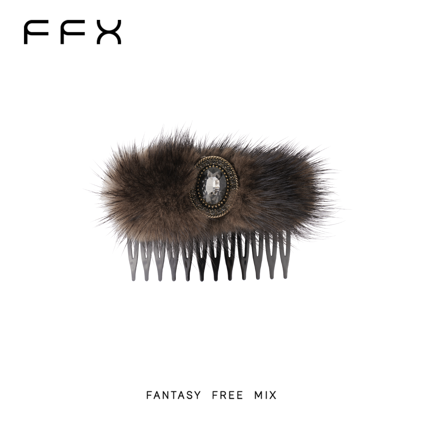 弗弗西FFX[宝石秘境]貂毛百搭华丽倒插齿梳发梳侧边发夹子女发卡