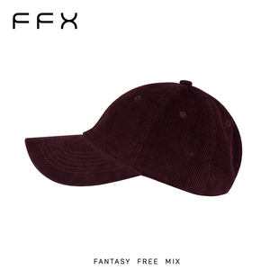 【戚薇同款】弗弗西FFX水洗条绒红色系复古棒球帽绒相思鸭舌帽子