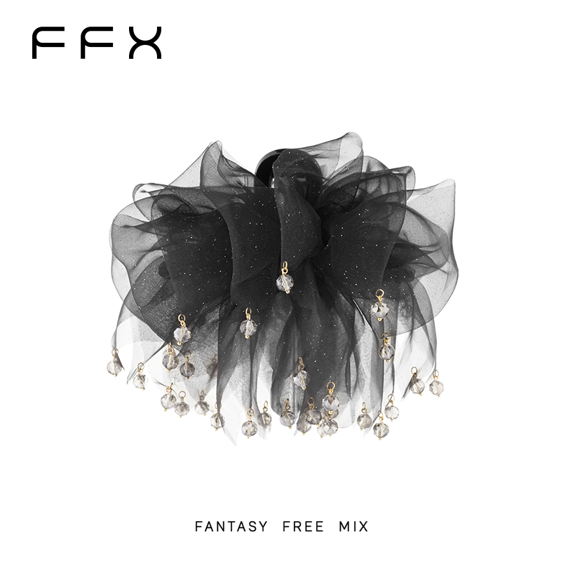 弗弗西FFX云端漫步满天星蓬松显发量云朵抓夹黑色网纱高级感发饰
