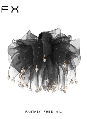 弗弗西FFX云端漫步满天星蓬松显发量云朵抓夹黑色网纱高级感发饰