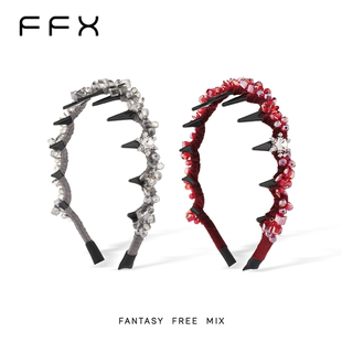 FFX弗弗西【雪落星河】轻奢红色水晶发箍女款手工高颅顶新年发饰