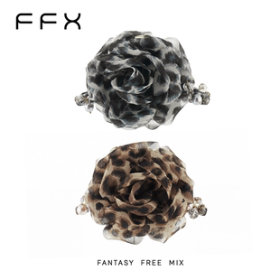 弗弗西FFX【荒野繁花】手工立体花朵豹纹抓夹高级感小号发夹发圈