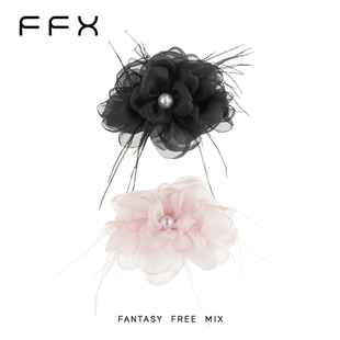 FFX弗弗西【花序】蓬松花朵大抓夹高级感黑色粉色发夹气质鲨鱼夹