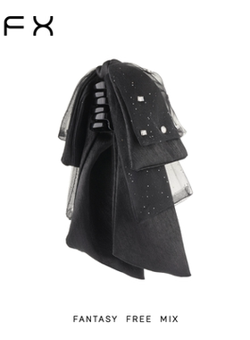 弗弗西FFX[夜曲]多层蝴蝶结飘带马尾抓夹气质后脑勺发夹黑色发饰