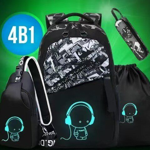 新品 轻便放水休闲印花书包初高中生学生背包夜光安全减负电脑背