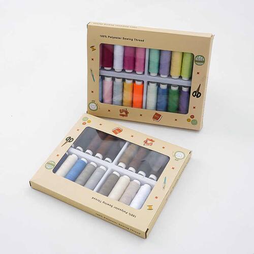 精选402线手缝线20色彩色小卷缝纫线DIY线套装彩色线100米家用线