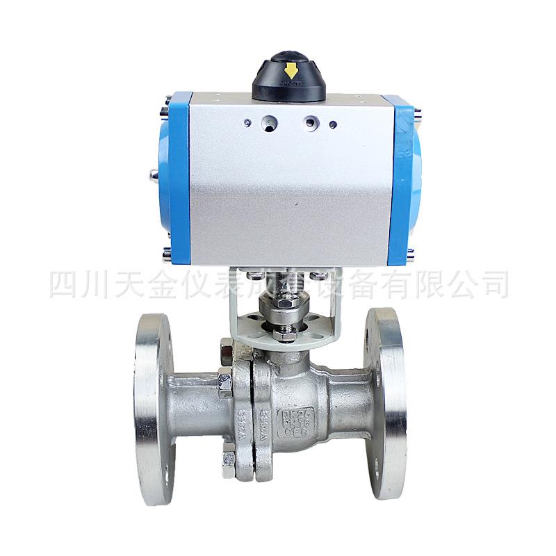 气动球阀Q641F-16铸钢阀体气动法兰球阀不锈钢切断阀DN50 65 80