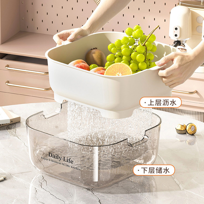 厨房双层沥水篮ins风高颜