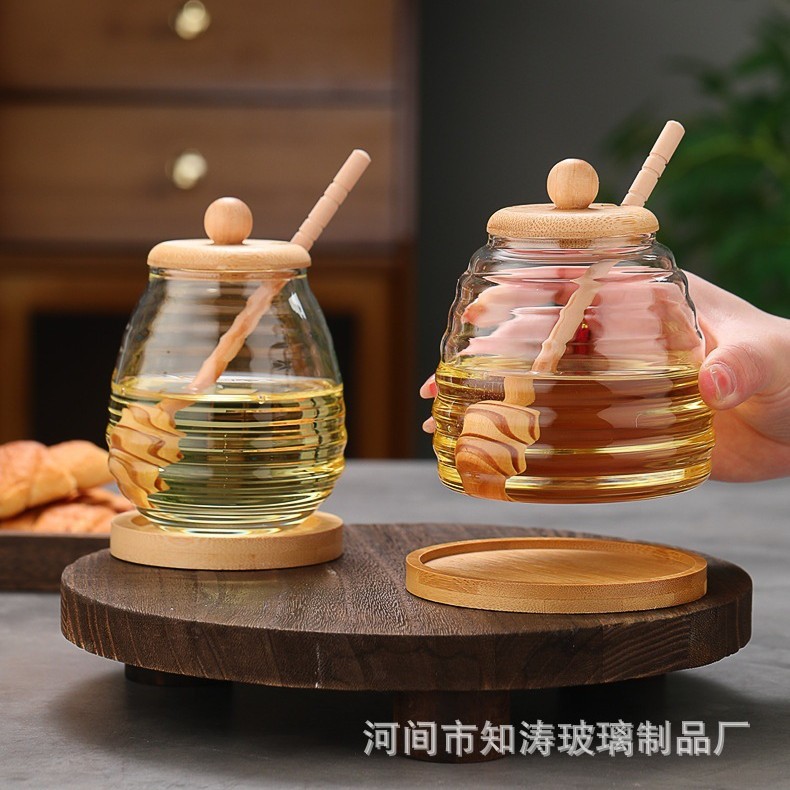 玻璃蜂蜜罐带搅拌棒创意