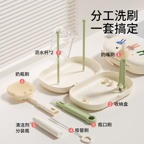 多功能直柄硅胶奶瓶刷便