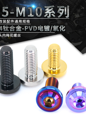 TC4钛合金飞碟头螺丝PVsD大头内梅花摩托车改装螺栓防盗螺丝M5~M1