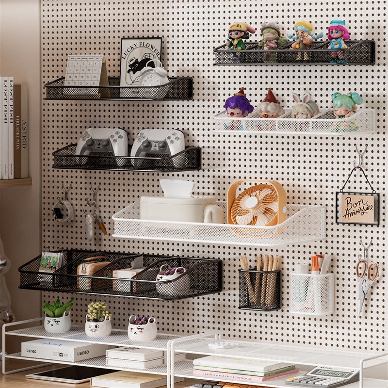 洞洞板挂钩超市货架置物篮洞洞板配件圆孔墙上R五金挂架桌面收纳