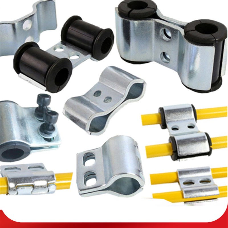 挖土机蝴蝶夹管卡子 吊车旋挖z双孔破碎锤大臂缓冲双管夹三一徐工