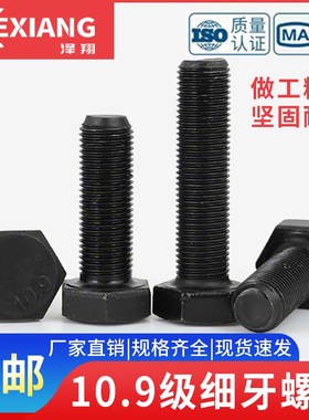 10.9级细牙螺栓外六角螺丝螺柱细扣螺杆M22M24M27M30x2x3x4YM64*1