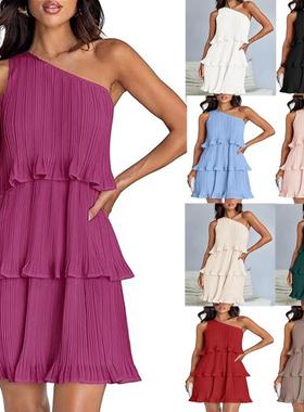 streetwear dress swing flowy pleated chiffon layered tiered
