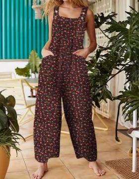 Women's loose side pocket overalls in 14 colors and 5 sizes