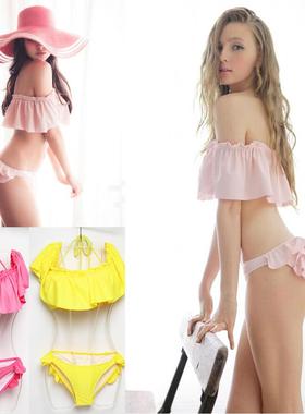 bikini off-shoulder support ruffled cute swimsuit chest