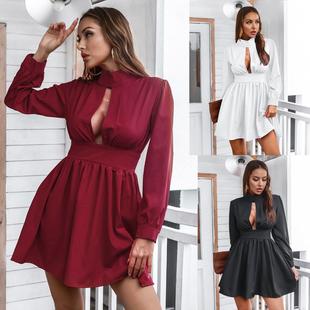 elegant womens dresses sexy hollow waist dress elbise