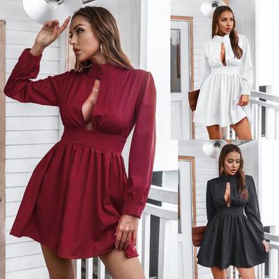 elegant womens dresses sexy hollow waist dress elbise