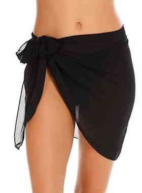 women chiffon sarongs ruffle hem bikini ups beach swimsuit