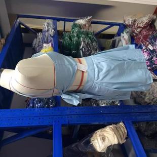 Gray blue bellyband-style back tie short sports suit