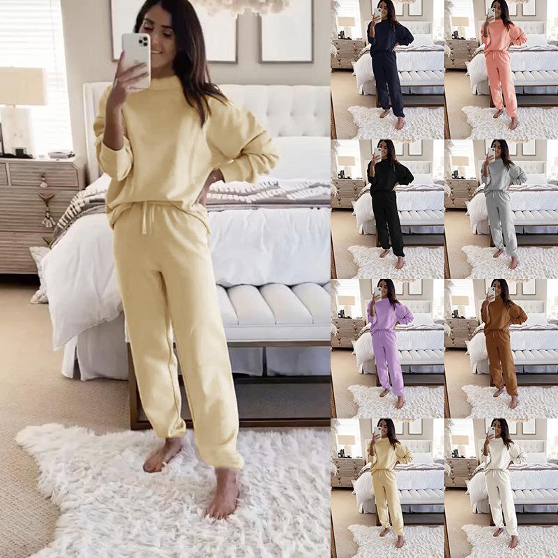 Womens long collar pants sweatshirt sleeve suit neck plus