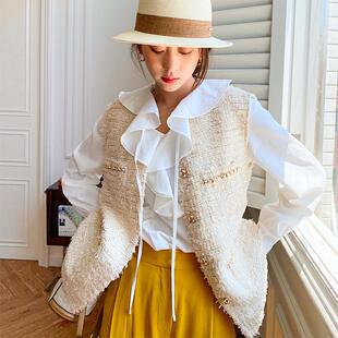 shirt ladies sleeves womens temperament ruffled White