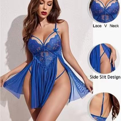 set two-piece embroidery lace skirt suspender see-through