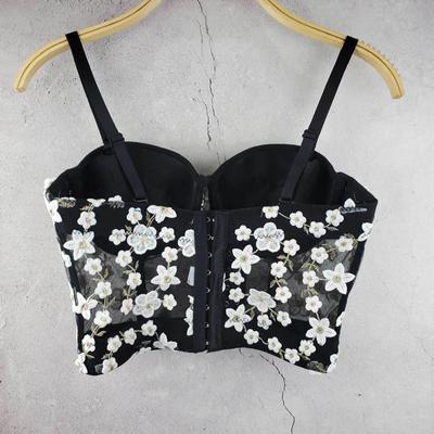sexy bra tops beading flowers push up bralet womens corset