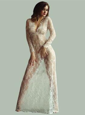 white long sexy female long dress summer perspective