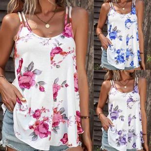 pullover top digital neck round shirt Womens casual