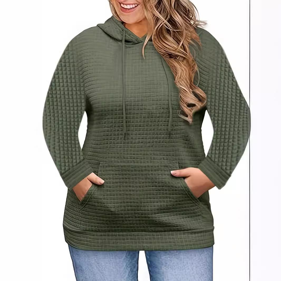 Top Loose Pocket Color Solid Fashion Sweatshirt Fleece