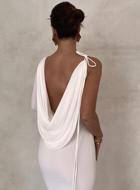 dulzura chic bling women evening halter dress pile collar