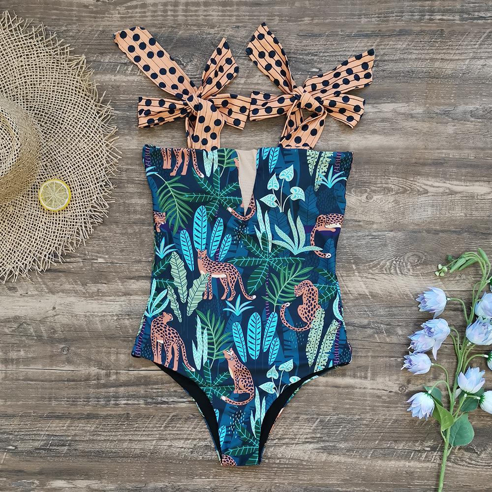 Abstract one-piece swimsuit strappy sexy bikini