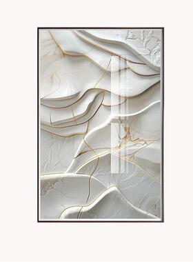 现抽象线条艺术立体花卉轻奢客厅装饰画芭蕉叶吉祥挂画