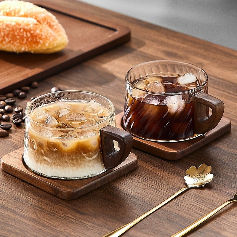 日式轻奢咖啡杯碟套装家用玻璃杯