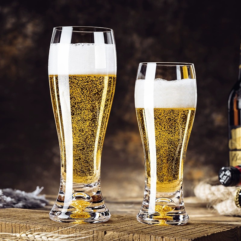 德国高档精酿啤酒杯套装家用大容量水晶玻璃杯创意轻奢金箔扎啤杯