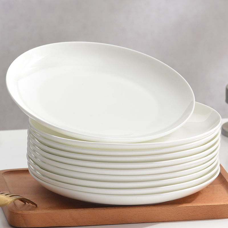 纯白骨瓷月光盘凉菜盘浅盘