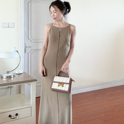 镂空针织小性感吊带裙